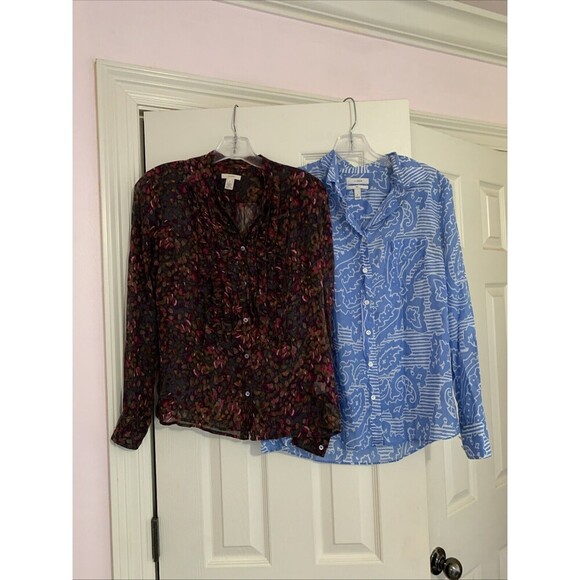 J. Crew Floral Ruffled Collar Career Long Sleeve Silk  Blouse  & Boy Fit…‎ - Picture 2 of 8